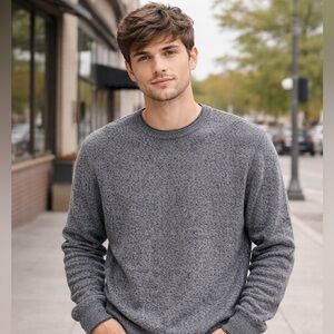 Bachrach Men’s Wool Blend Sweater Made in Italy Size Large Gray Textured Knit